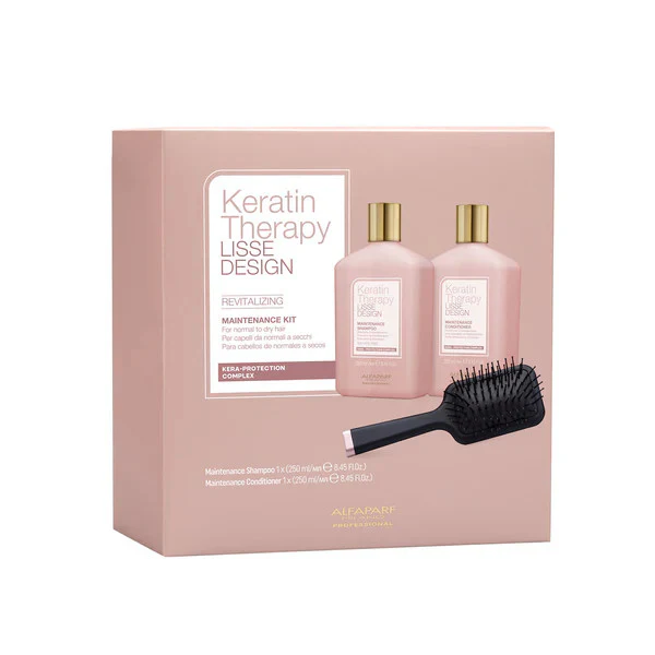 ALFAPARF KERATIN THERAPY LISSE DESIGNE Zestaw do włosów 2 x 250 ml + Szczotka do włosów