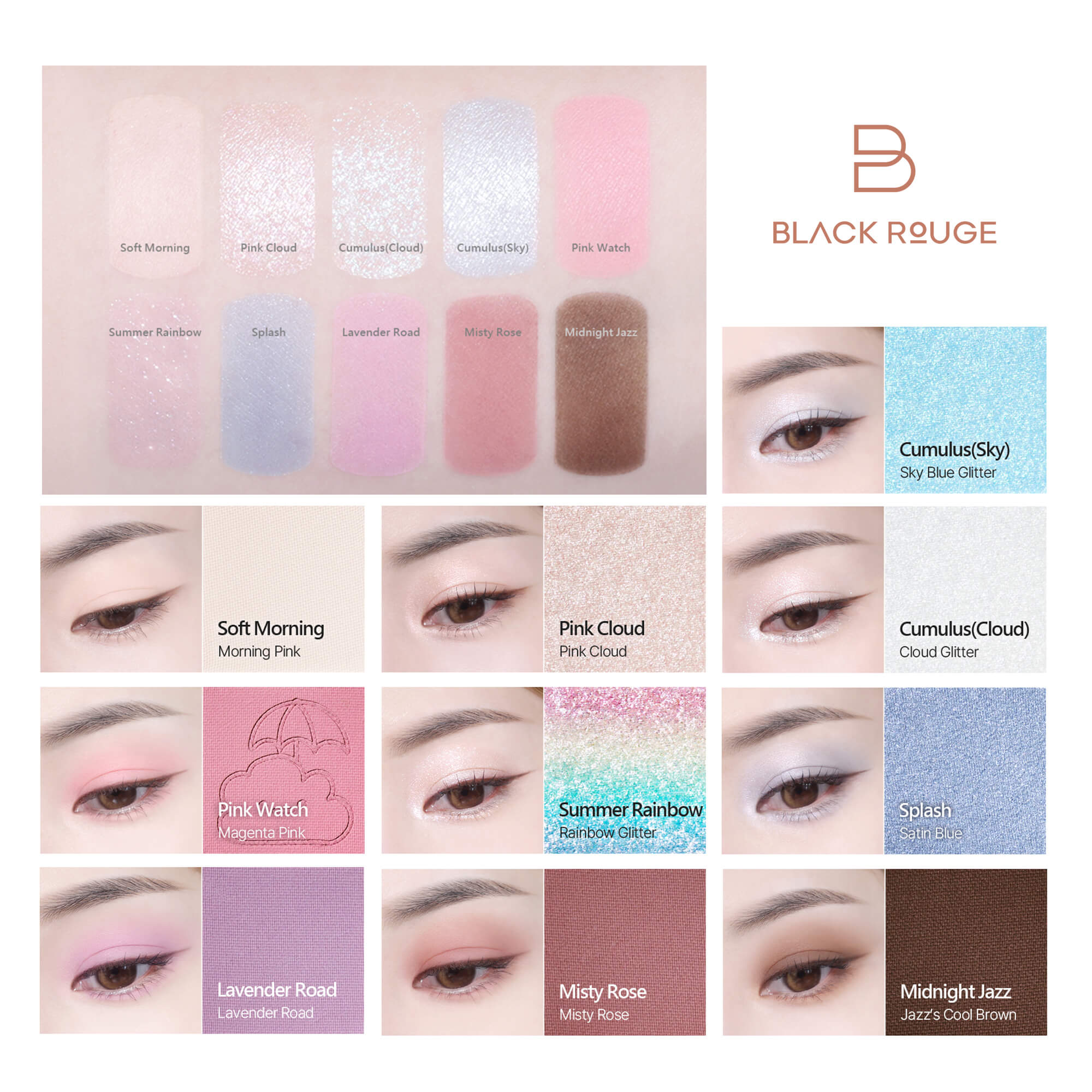 BLACK ROUGE Colordation Mood Palette After Rain Profesjonalna Paleta cieni do powiek 8 g - Image 2