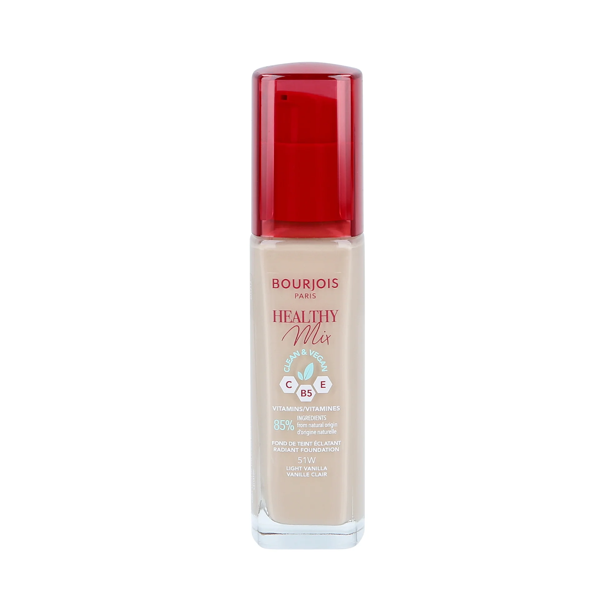 BOURJOIS HEALTHY MIX VEGAN Podkład rozświetlający 051W Light Vanilla 30 ml