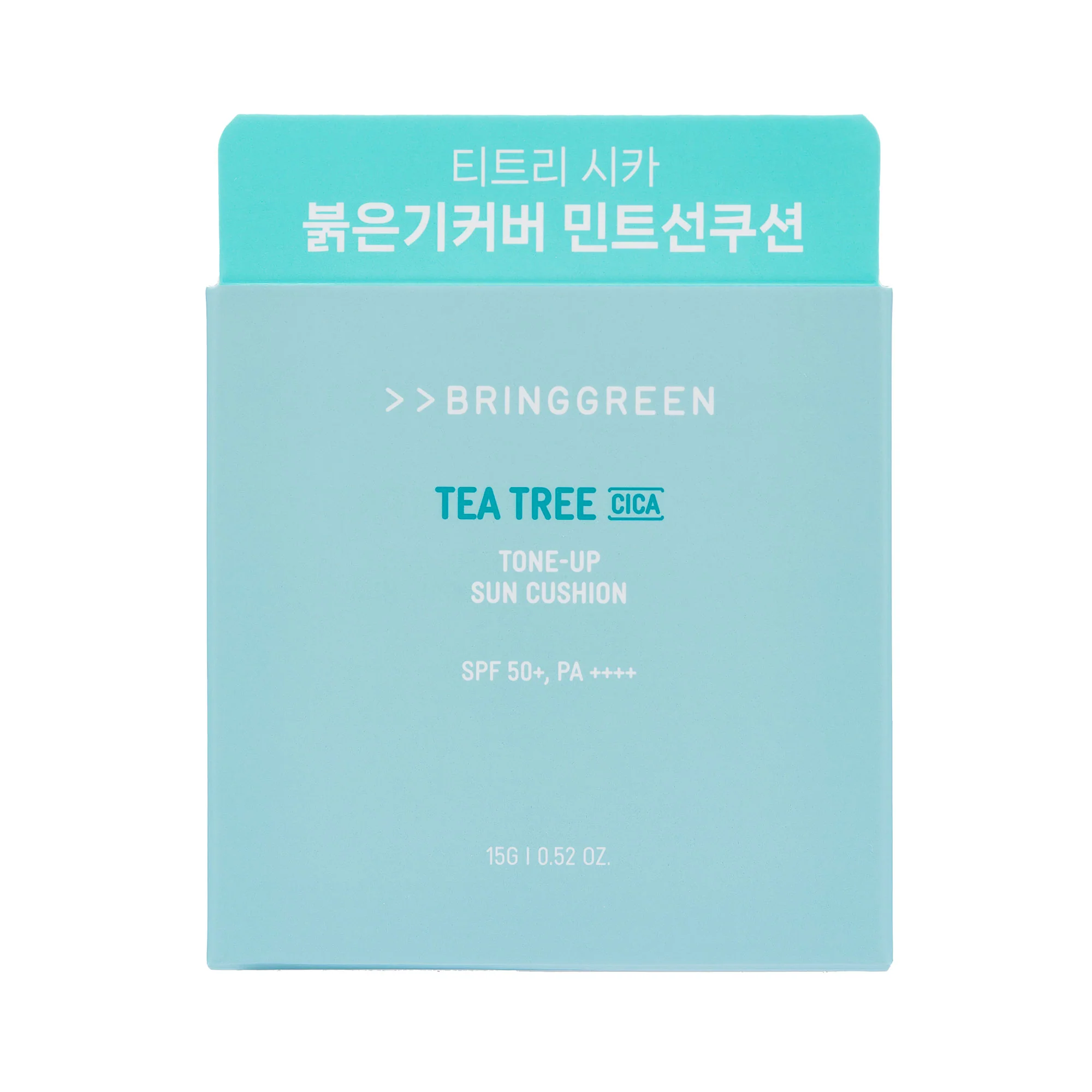 BRINGGREEN Tea Tree Cica Tone-up Sun Cushion SPF50+ PA++++ – Mineralny cushion przeciwsłoneczny z efektem tone-up 15 g - Image 3