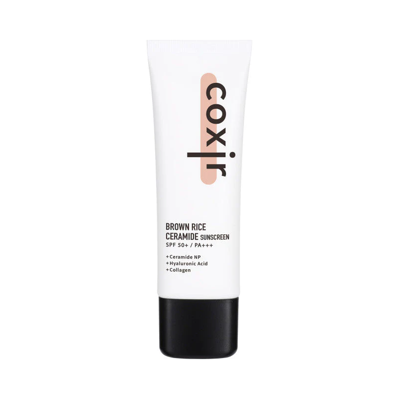 COXIR RICE LINE Nawilżający krem przeciwsłoneczny z ceramidami i ekstraktem z brązowego ryżu SPF50+ PA++++ 50 ml