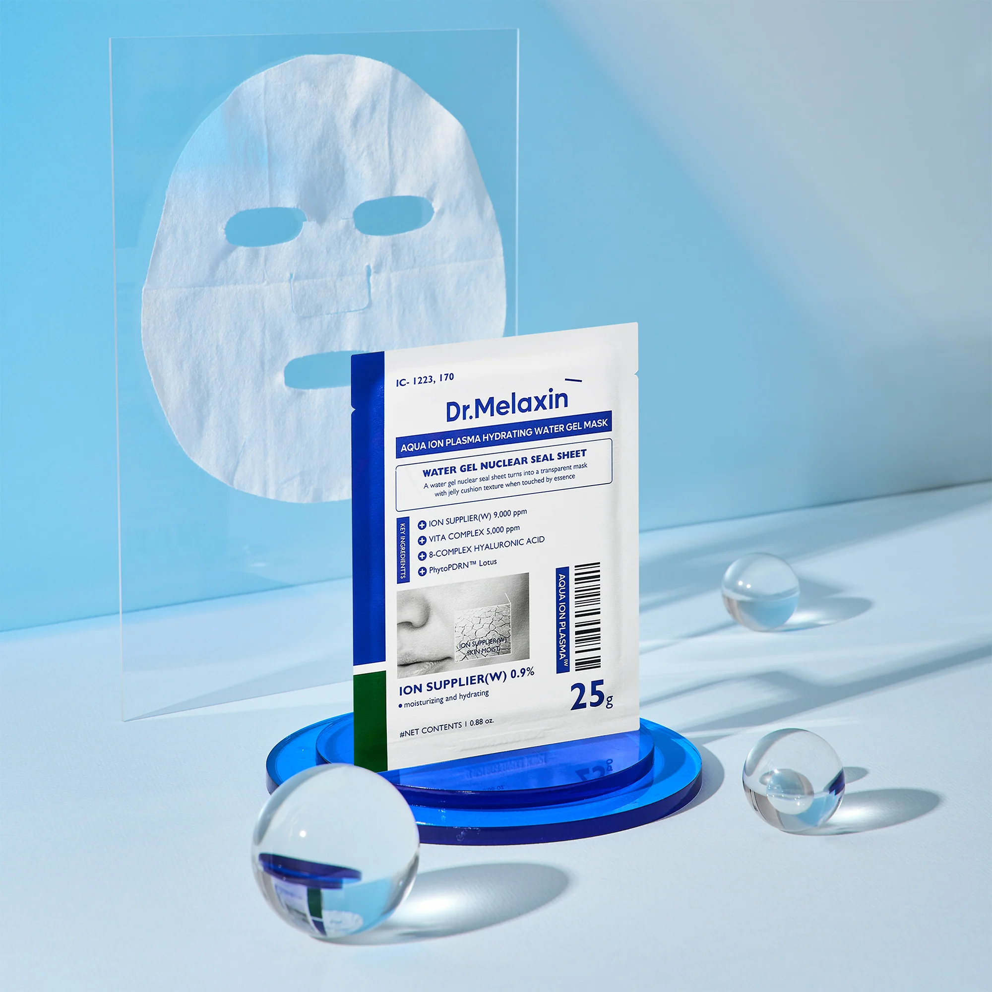DR.MELAXIN AQUA ION LINE PLASMA HYDRATING WATER GEL Intensywnie nawilżająca maska w płachcie 1 szt. 25 g - Image 2
