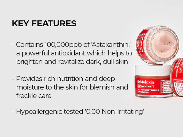 DR.MELAXIN ASTAXANTHIN ANTI-FRECKLES & WHITENING CAPSULE CREAM Rozjaśniający krem odmładzający z astaksantyną 50 ml - Image 8