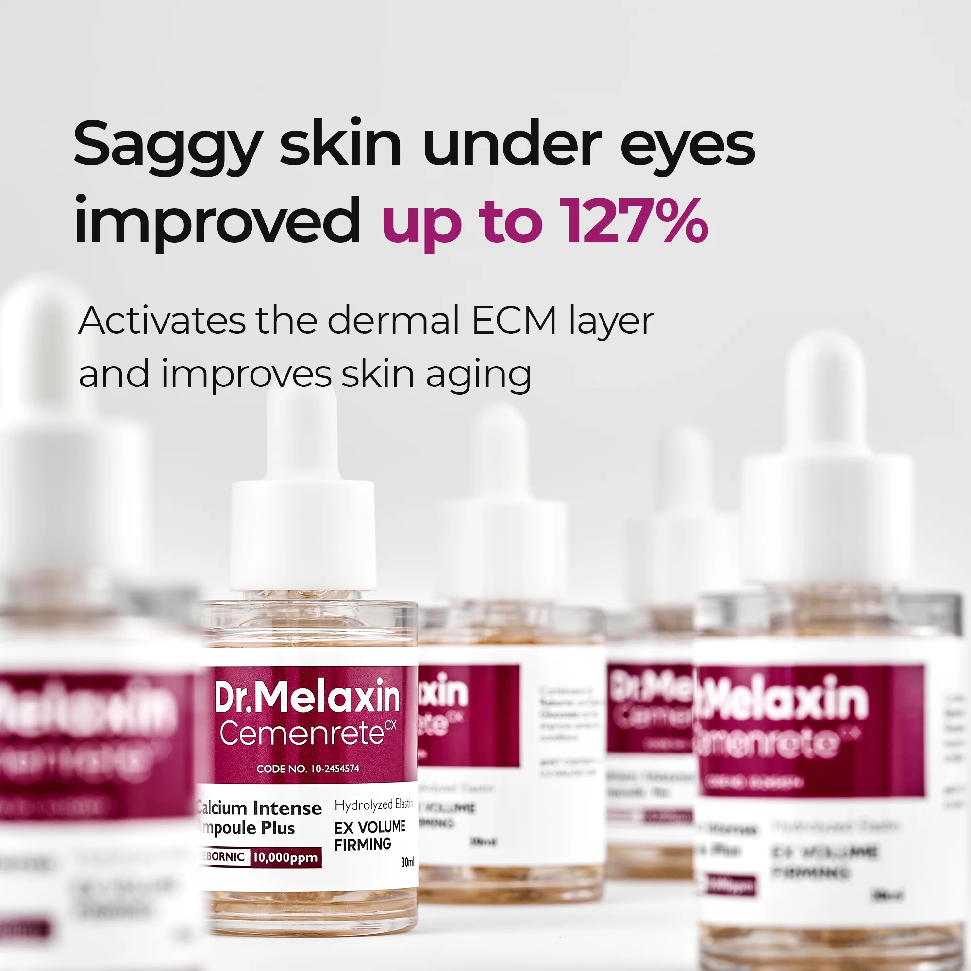 DR.MELAXIN CEMENRETE CALCIUM INTENSE AMPOULE PLUS Ujędrniające serum pod oczy i do twarzy 30 ml - Image 5