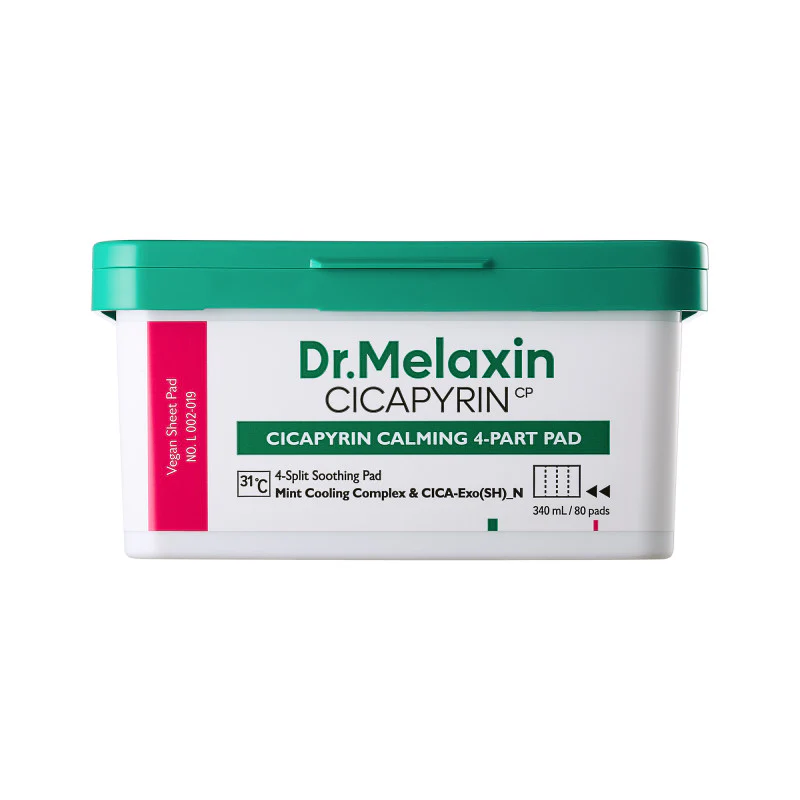 DR.MELAXIN CICAPYRIN CALMING 4-PART PAD Kojące płatki do twarzy z kompleksem chłodzącym 80 szt. (340 ml)