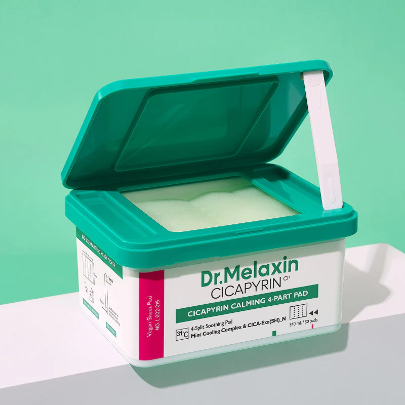 DR.MELAXIN CICAPYRIN CALMING 4-PART PAD Kojące płatki do twarzy z kompleksem chłodzącym 80 szt. (340 ml) - Image 2