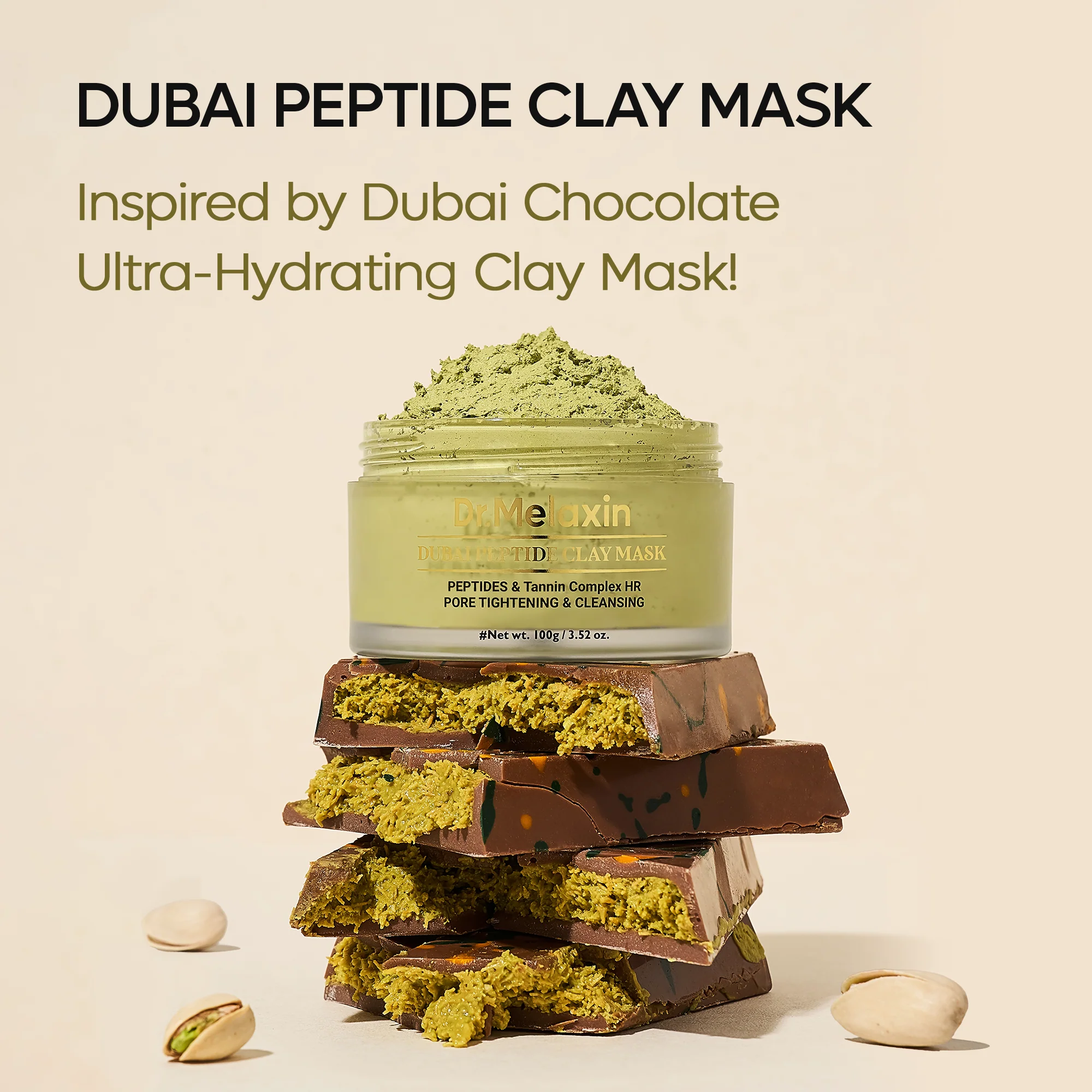 DR. MELAXIN DUBAI PEPTIDE CLAY MASK Oczyszczająca maska z glinką redukująca nadmiar sebum 100 g - Image 4