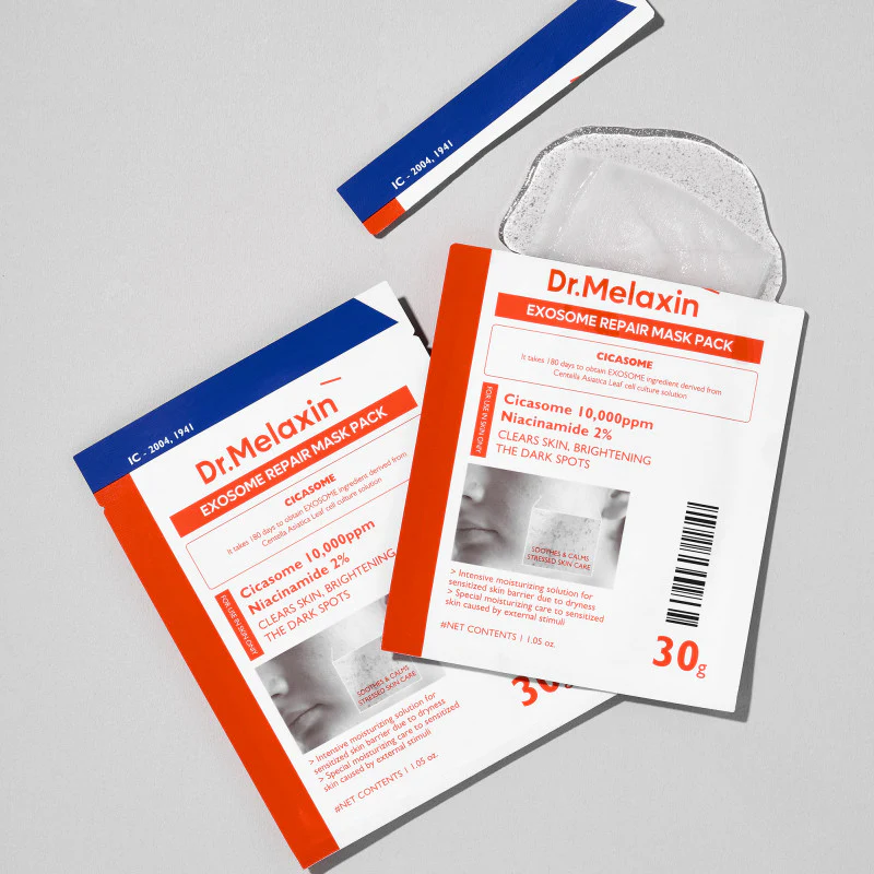 DR.MELAXIN EXOSOME REPAIR MASK PACK Regenerujące maseczki w płachcie z egzosomami dla skóry trądzikowej 5 x 30 g - Image 2