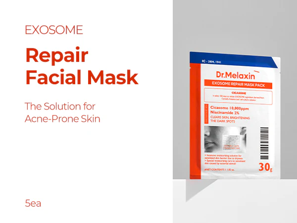 DR.MELAXIN EXOSOME REPAIR MASK PACK Regenerujące maseczki w płachcie z egzosomami dla skóry trądzikowej 5 x 30 g - Image 5