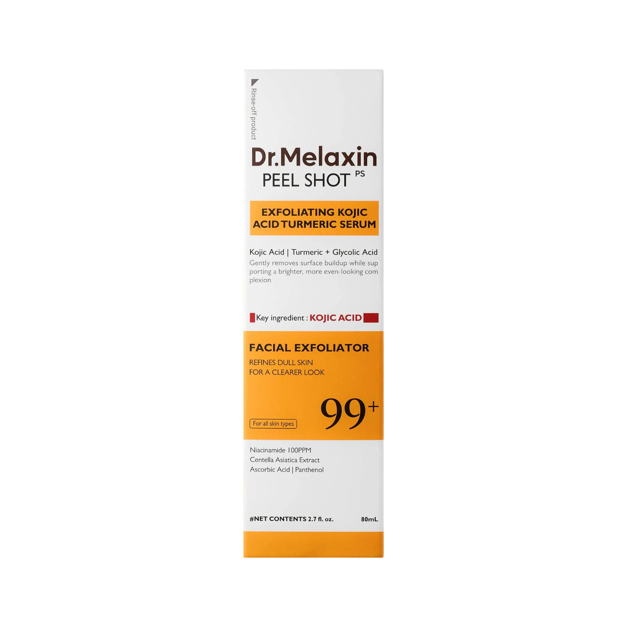 DR.MELAXIN KOJIC ACID TURMERIC PEEL SHOT SERUM Peelingujące serum typu gommage 80 ml - Image 2