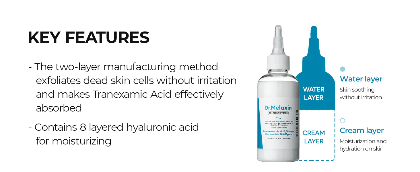 DR.MELAXIN TX-PEELING TONER Mleczny tonik złuszczający z kwasem traneksamowym 150 ml - Image 8