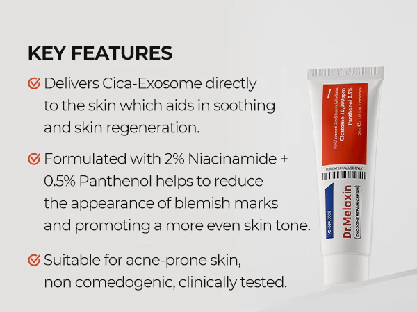 DR.MELAXIN EXOSOME LINE Krem naprawczy z egzomosomami na niedoskonałości 50 ml - Image 5