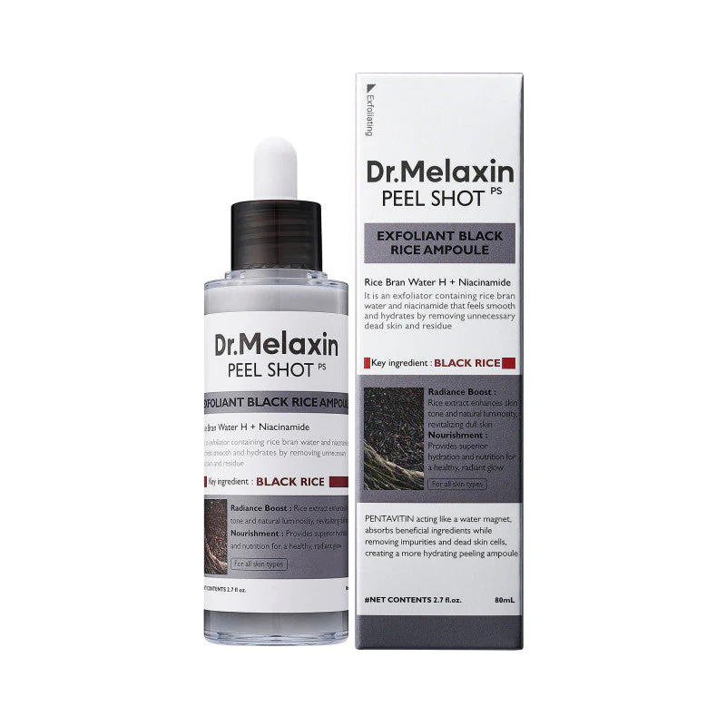 DR.MELAXIN PEEL SHOT LINE Delikatnie złuszczająca ampułka z ekstraktem z czarnego ryżu 80 ml