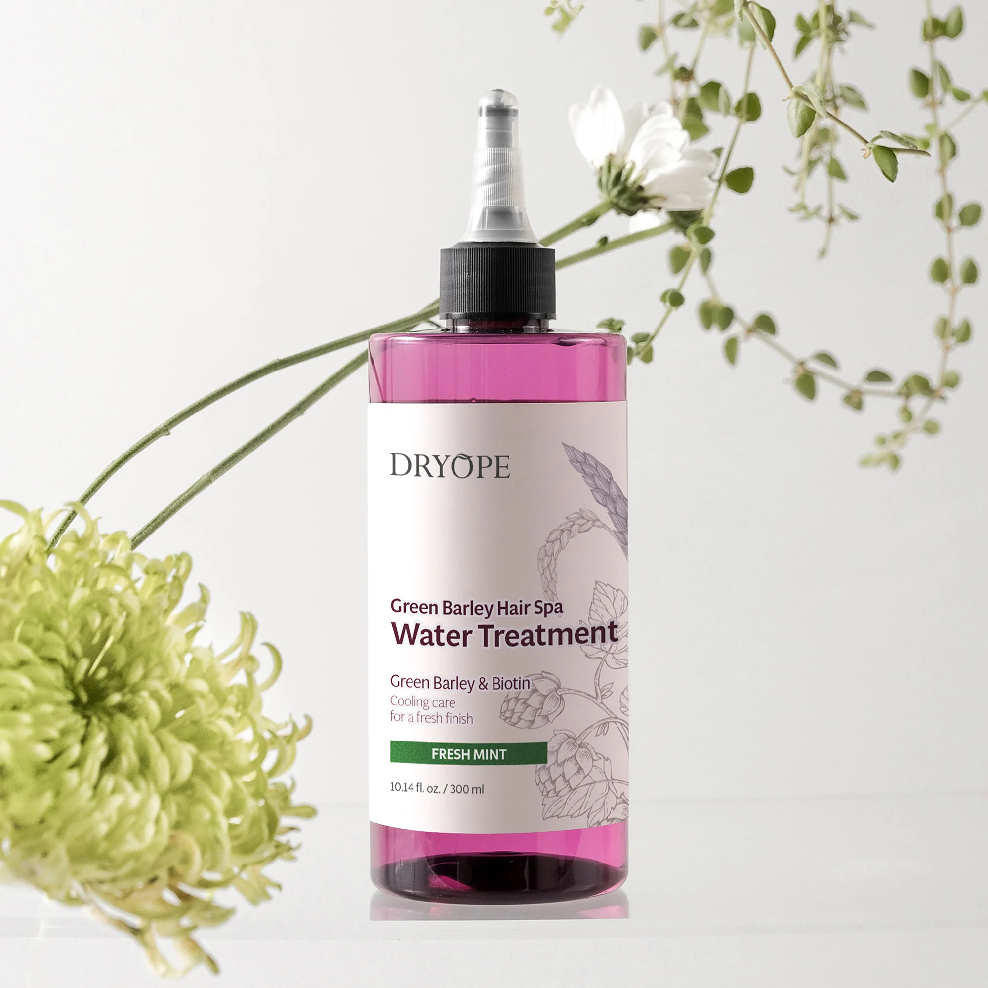 DRYOPE GREEN BARLEY HAIR SPA Kompleksowa kuracja wodna do skóry głowy i włosów 300 ml - Image 2