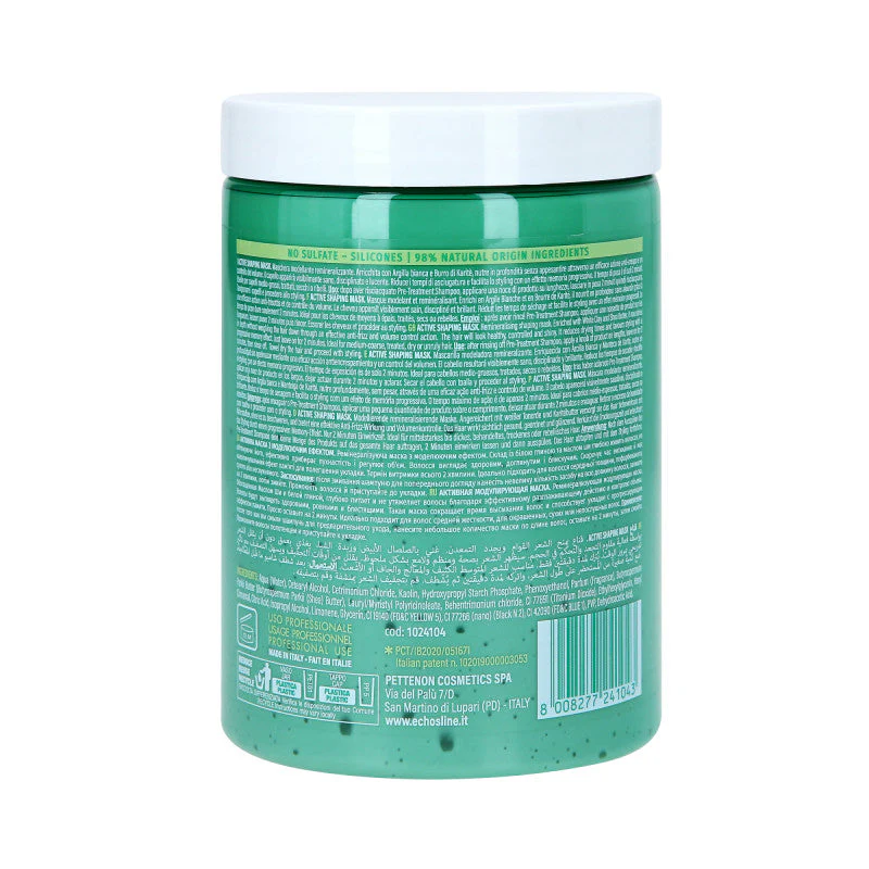 ECHOSLINE B.PUR Remineralizująca maska modelująca do włosów niesfornych i bez objętości 1000 ml - Image 2