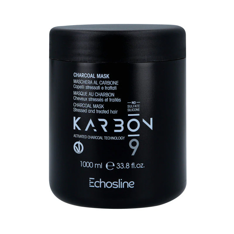 ECHOSLINE KARBON 9 CHARCOAL VEGAN ORGANIC Intensywnie regenerująca wegańska maska do włosów zniszczonych 1000 ml