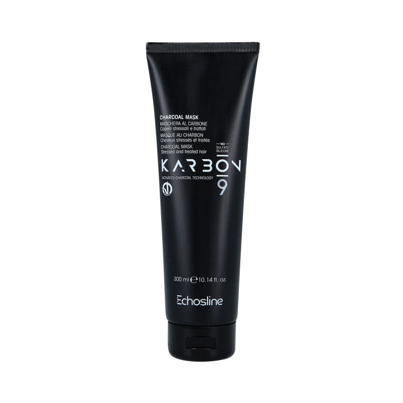 ECHOSLINE KARBON 9 CHARCOAL VEGAN ORGANIC Intensywnie regenerująca wegańska maska do włosów zniszczonych 300 ml