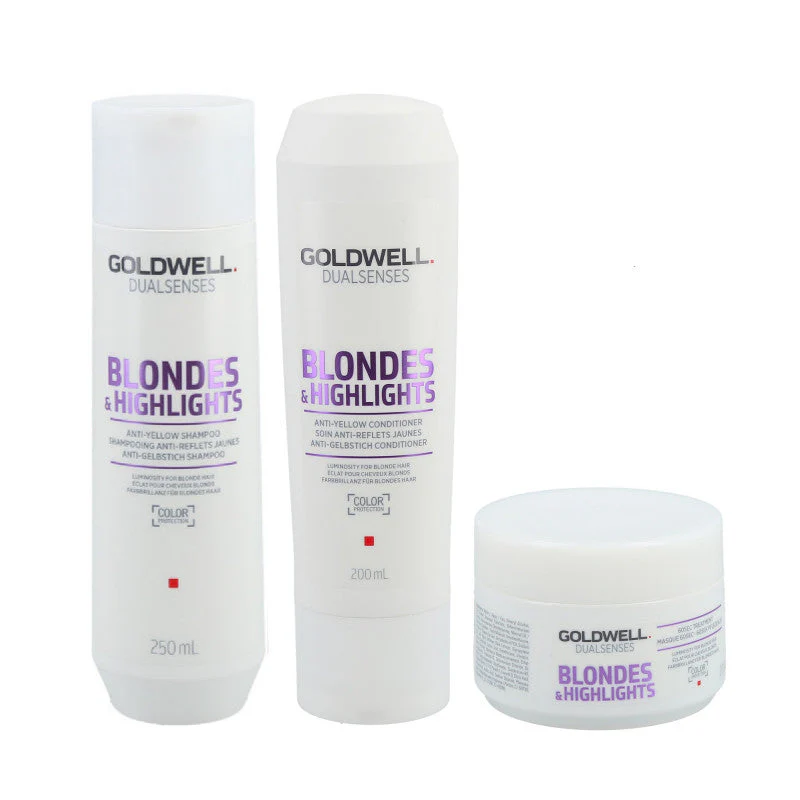 GOLDWELL DUALSENSES BLONDES & HIGHLIGHTS Szampon 250 ml + Odżywka 200 ml + Kuracja 200 ml