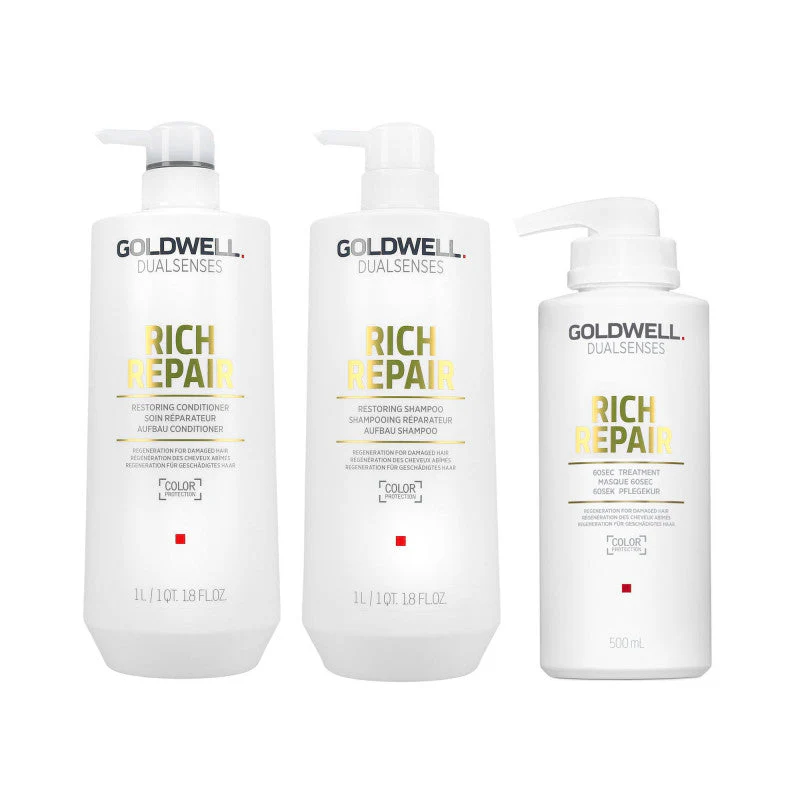 GOLDWELL DUALSENSES RICH REPAIR Szampon 1000 ml + Odżywka 1000 ml + Kuracja 500 ml