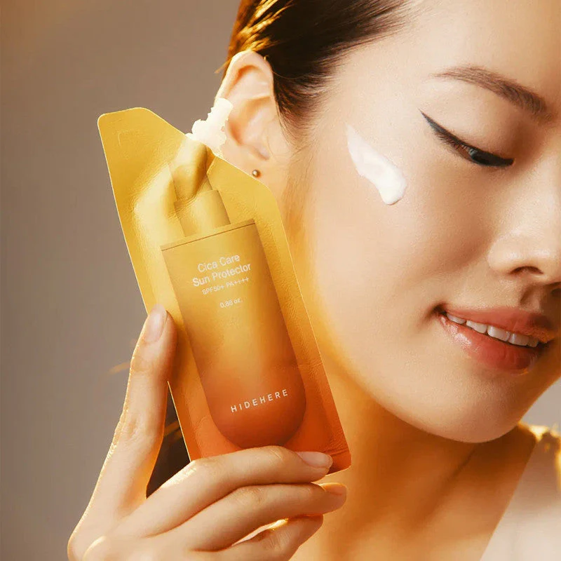 HIDEHERE CICA CARE SUN PROTECTOR Ochronny Krem Przeciwsłoneczny SPF50+ z wąkrotą azjatycką 25 ml - Image 3