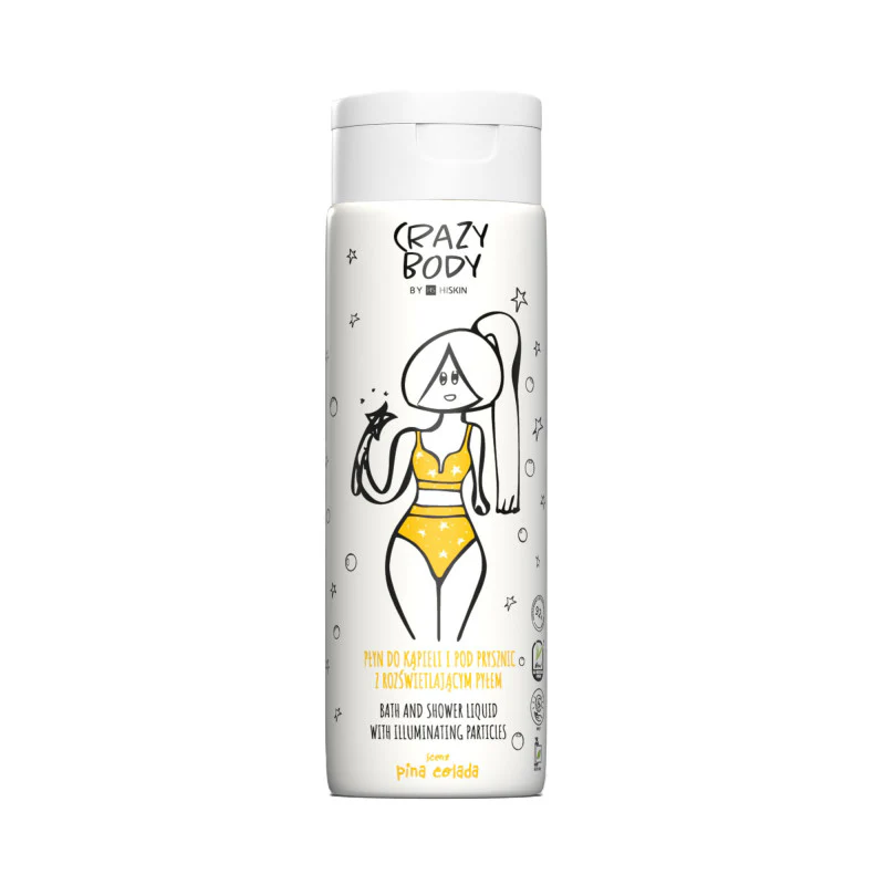 HISKIN CRAZY BODY Płyn do kąpieli i pod prysznic z rozświetlającym pyłem Pina Colada 250 ml
