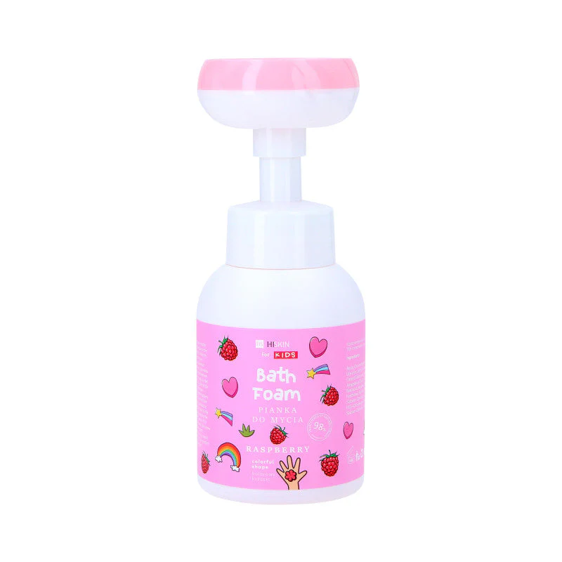 HISKIN FOR KIDS RASPBERRY Różowa pianka do mycia rąk i ciała dla dzieci o zapachu malinowym wzór kwiatek 300 ml