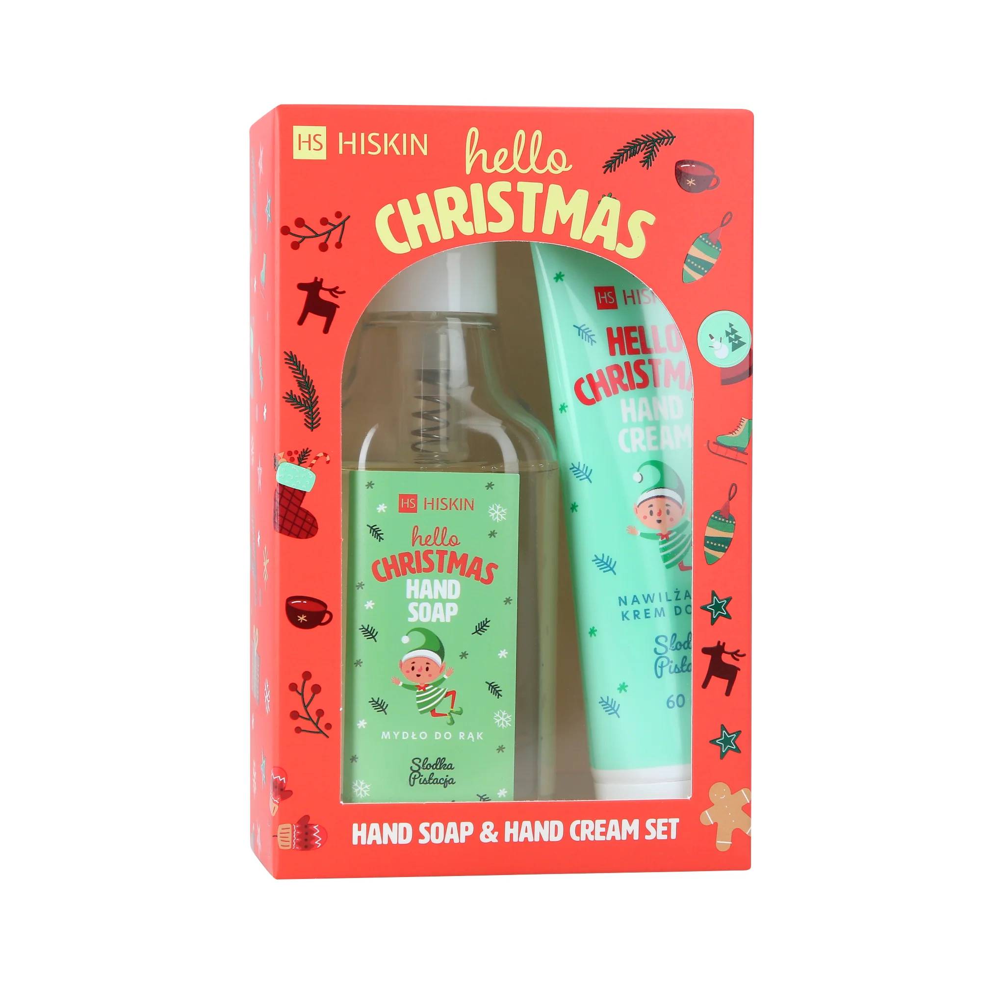 HISKIN HAND SOAP & HAND CREAM SWEET PISTACHIO SET Zestaw prezentowy kosmetyków świątecznych