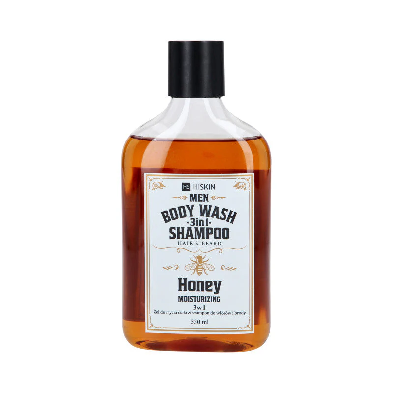 HISKIN MEN BODY WASH WHISKY HONEY 3in1 Uniwersalny żel do mycia ciała i szampon do włosów i brody 330 ml