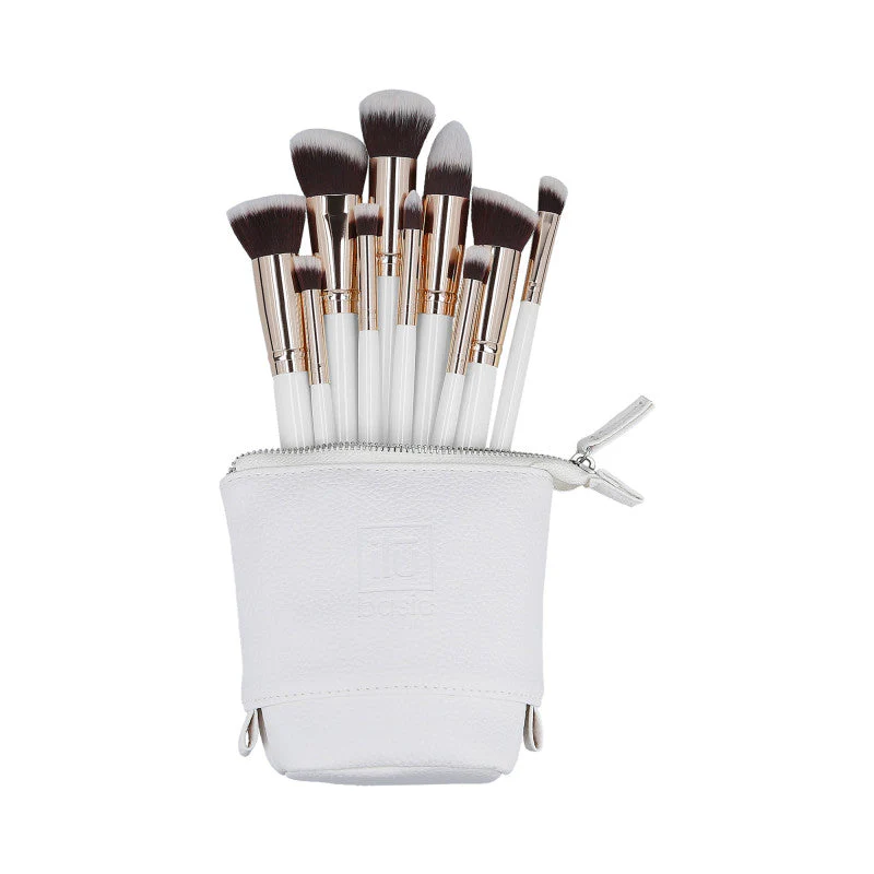 ilū basic Zestaw 10 pędzli do makijażu + etui, Biały