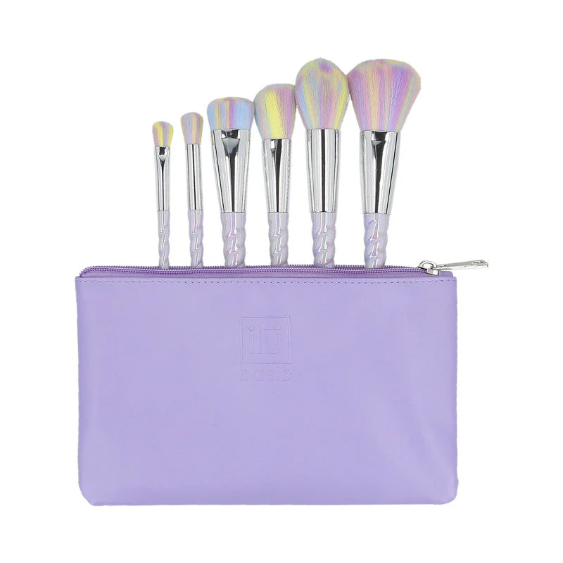 ilū basic Zestaw 6 pędzli do makijażu + etui, Unicorn, Pastel