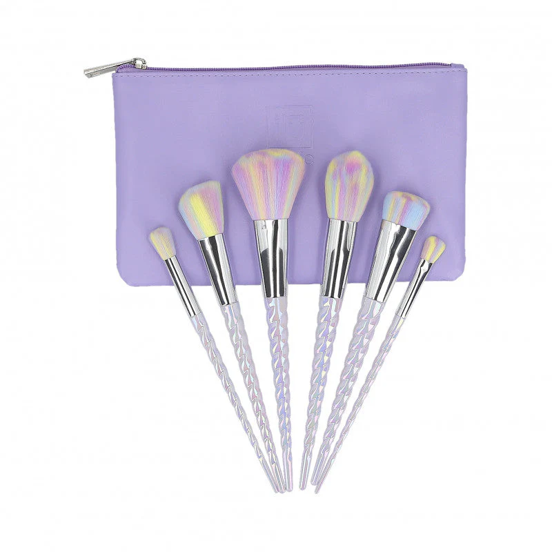 ilū basic Zestaw 6 pędzli do makijażu + etui, Unicorn, Pastel - Image 3