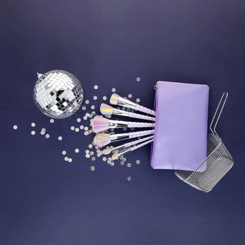 ilū basic Zestaw 6 pędzli do makijażu + etui, Unicorn, Pastel - Image 4
