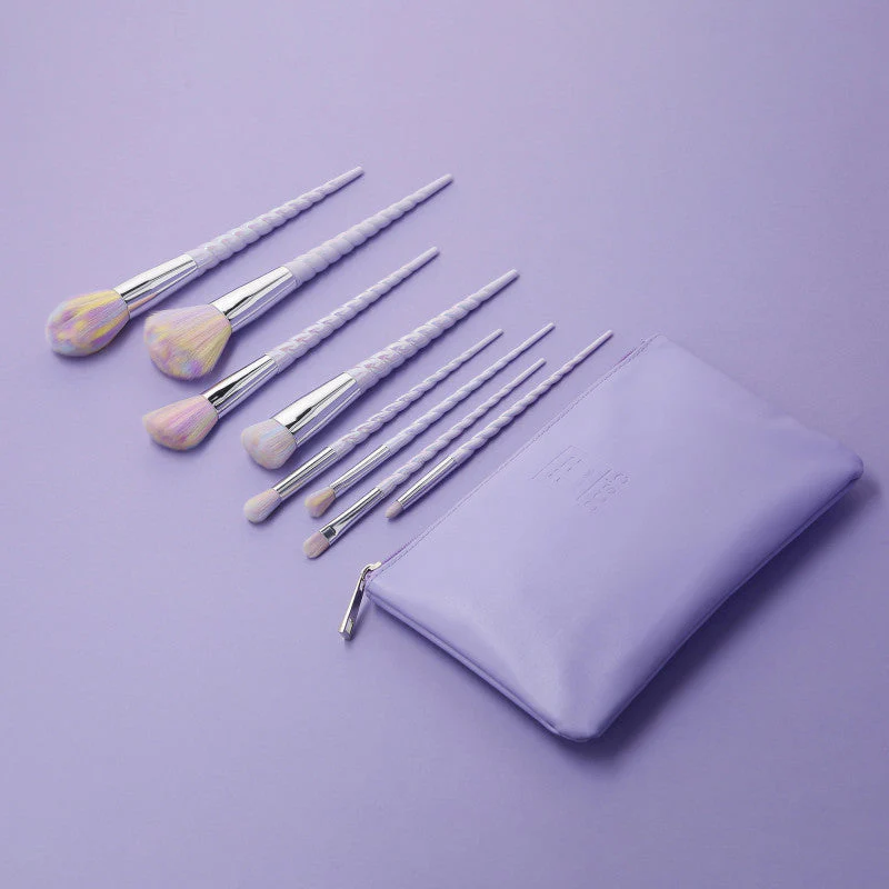 ilū basic Zestaw 8 pędzli do makijażu + etui, Unicorn, Pastel - Image 4