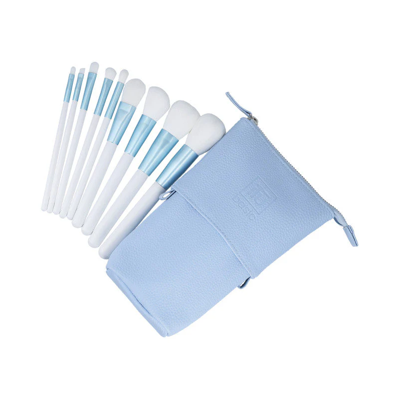 ilū basic Zestaw 9 pędzli do makijażu + etui, Niebieski - Image 2