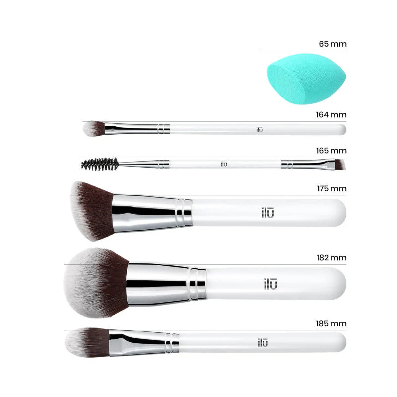 ilū Everyday Essentials – 6-częściowy zestaw pędzli do makijażu z gąbką - Image 2