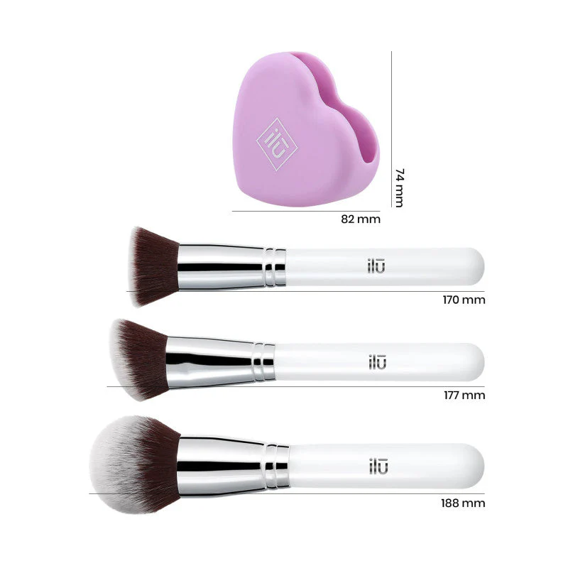 ilū Must Have – 4-częściowy zestaw pędzli do makijażu + czyścik - Image 2