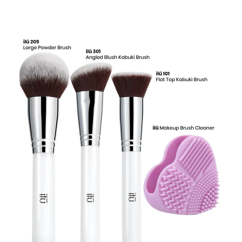ilū Must Have – 4-częściowy zestaw pędzli do makijażu + czyścik - Image 3