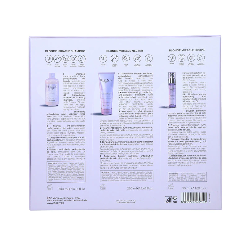 INEBRYA BLONDESSE MIRACLE KIT Zestaw do włosów blond Szampon 300 ml + Maska 250 ml + Serum 50 ml - Image 2