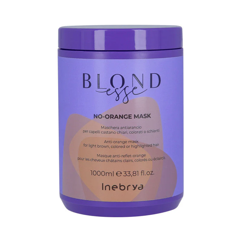 INEBRYA BLONDESSE NO ORANGE Maska do włosów blond niwelująca żółte tony 1000 ml