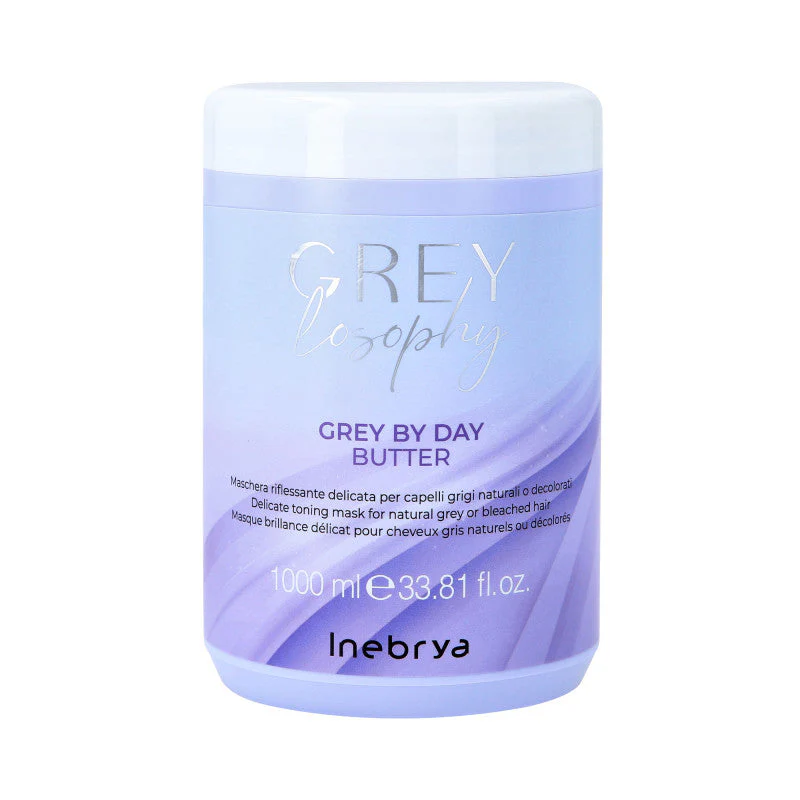 INEBRYA GREYLOSOPHY GREY BY DAY Rozświetlająca maska do włosów siwych i rozjaśnianych 1000 ml