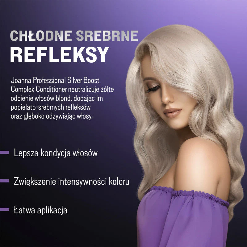 JOANNA PROFESSIONAL SILVER BOOST COMPLEX Tonująca odżywka eksponująca kolor włosów 500 ml - Image 4