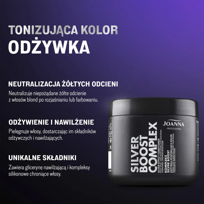 JOANNA PROFESSIONAL SILVER BOOST COMPLEX Tonująca odżywka eksponująca kolor włosów 500 ml - Image 5