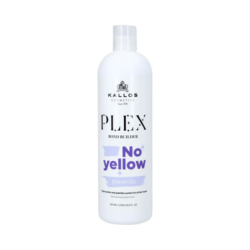 KALLOS PLEX NO YELLOW Fioletowy szampon do włosów blond kompleksem protein roślinnych i peptydów 500 ml