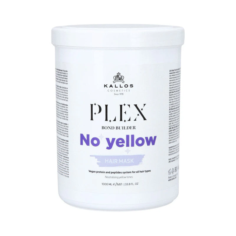 KALLOS PLEX NO YELLOW Maska do włosów blond z kompleksem protein roślinnych i peptydów 1000 ml