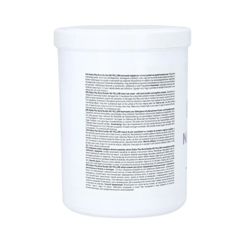 KALLOS PLEX NO YELLOW Maska do włosów blond z kompleksem protein roślinnych i peptydów 1000 ml - Image 3
