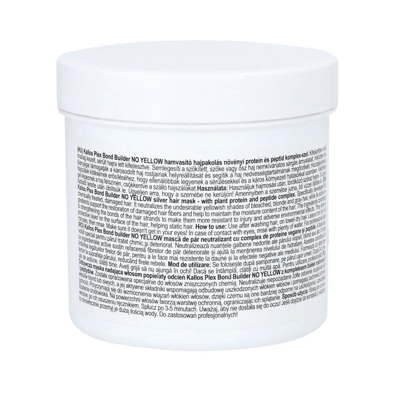 KALLOS PLEX NO YELLOW Maska do włosów blond z kompleksem protein roślinnych i peptydów 275 ml - Image 3