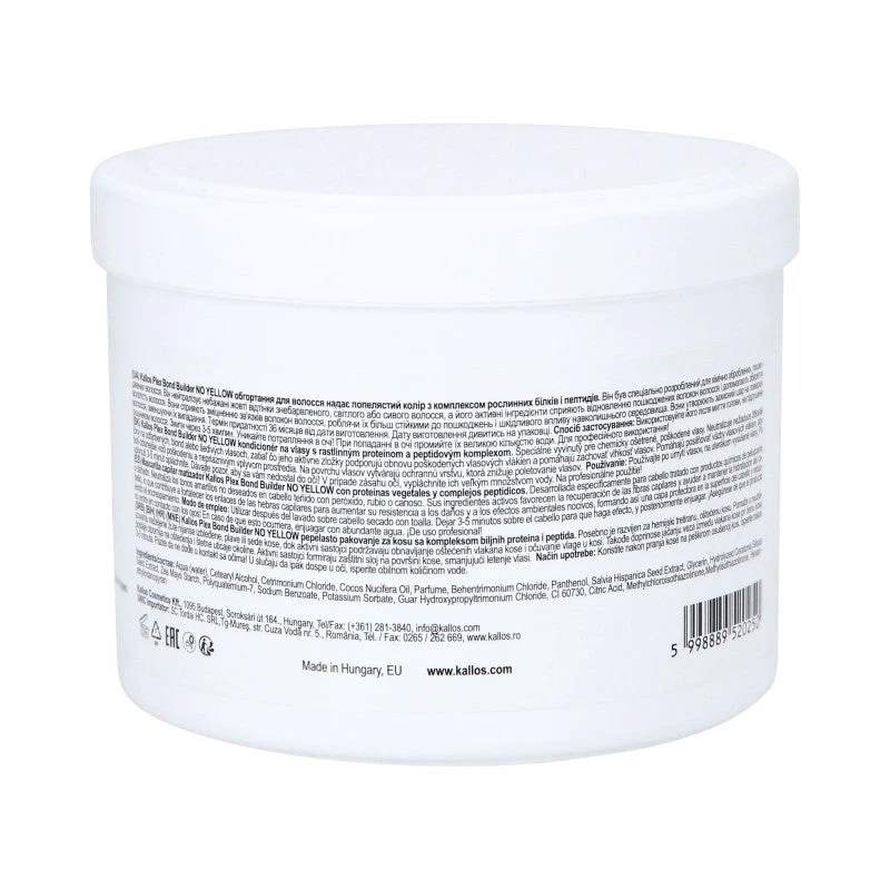 KALLOS PLEX NO YELLOW Maska do włosów blond z kompleksem protein roślinnych i peptydów 500 ml - Image 2