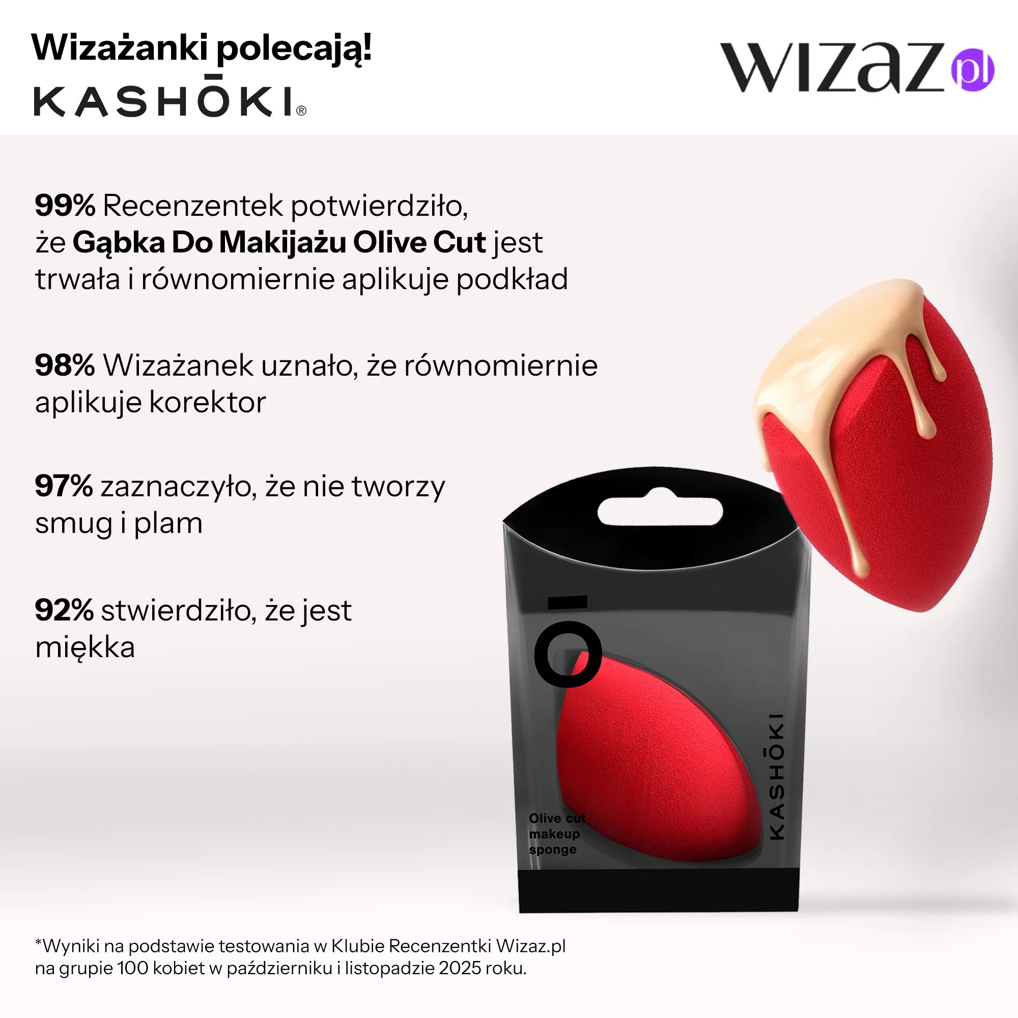 KASHŌKI Gąbka do makijażu, Olive cut, Czerwona - Image 5