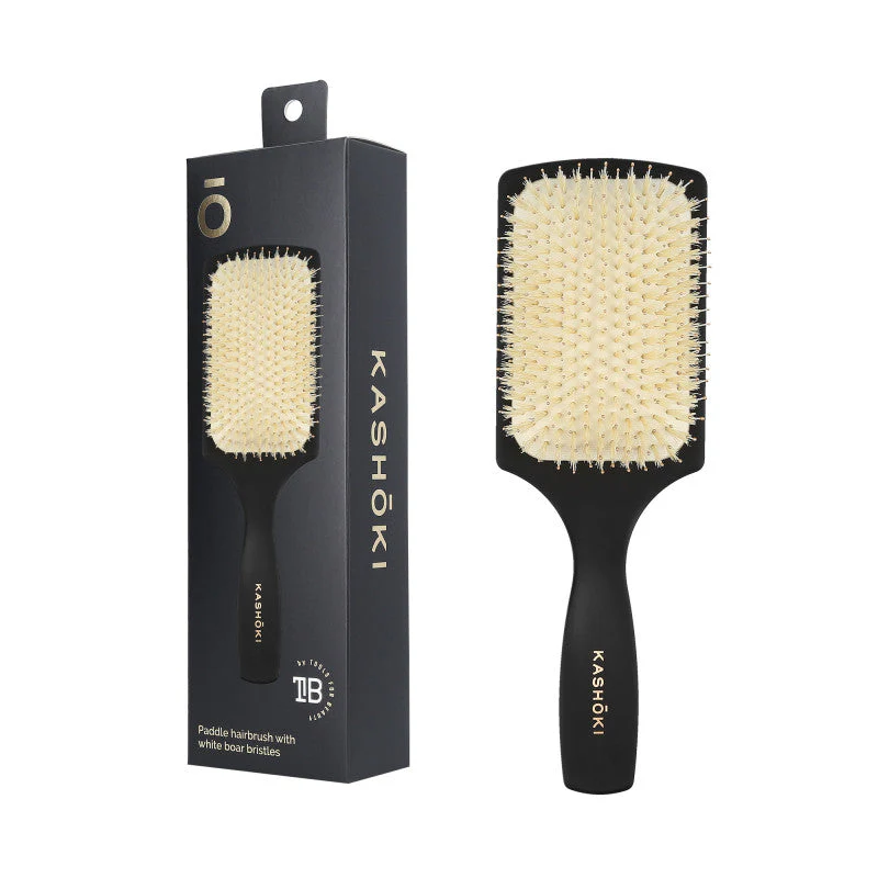 KASHŌKI Smooth White Detangler Szczotka z białym włosiem dzika, Paddle - Image 2