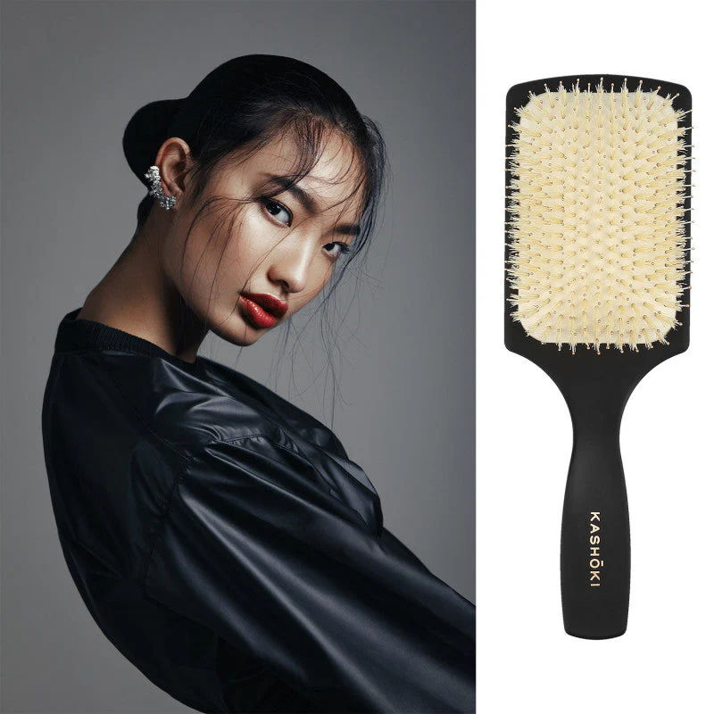 KASHŌKI Smooth White Detangler Szczotka z białym włosiem dzika, Paddle - Image 4